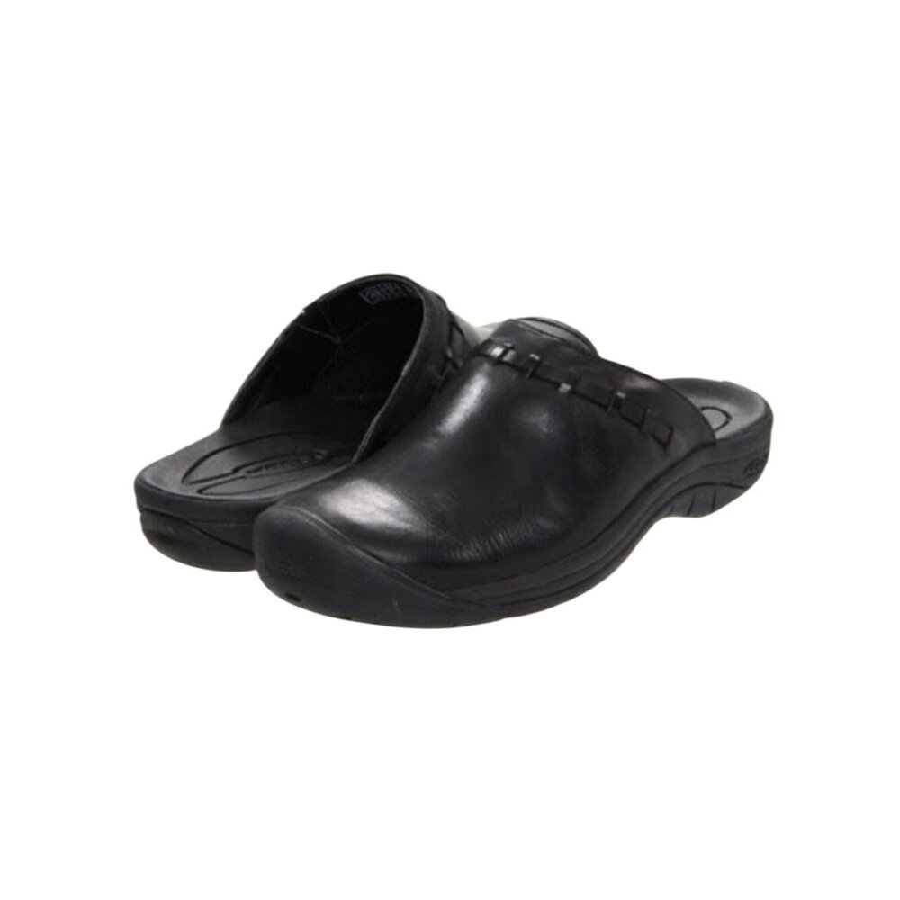 Keen Winslow Womens 7 Leather Slip-On Clogs Mules Black